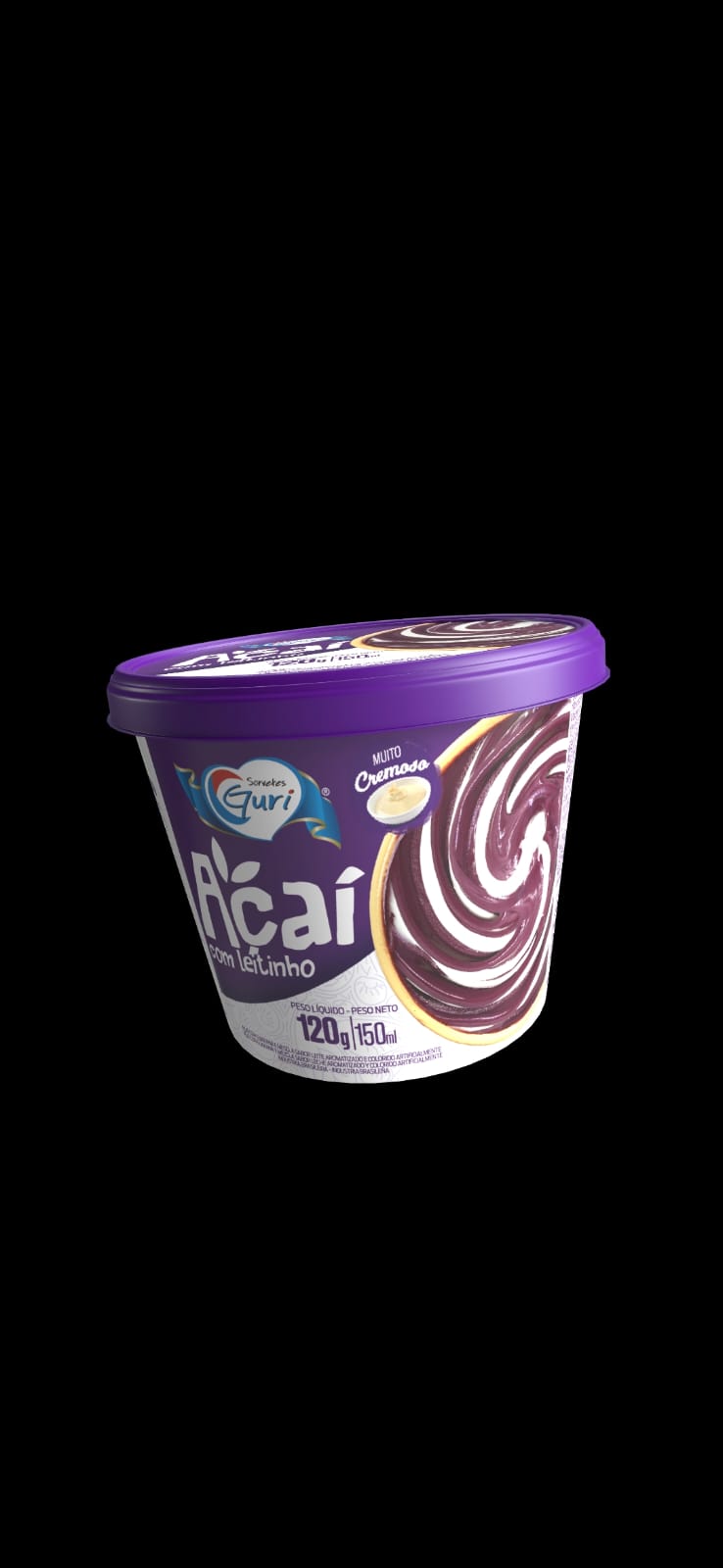 Copo de açaí com leitinho Sorvetes Guri