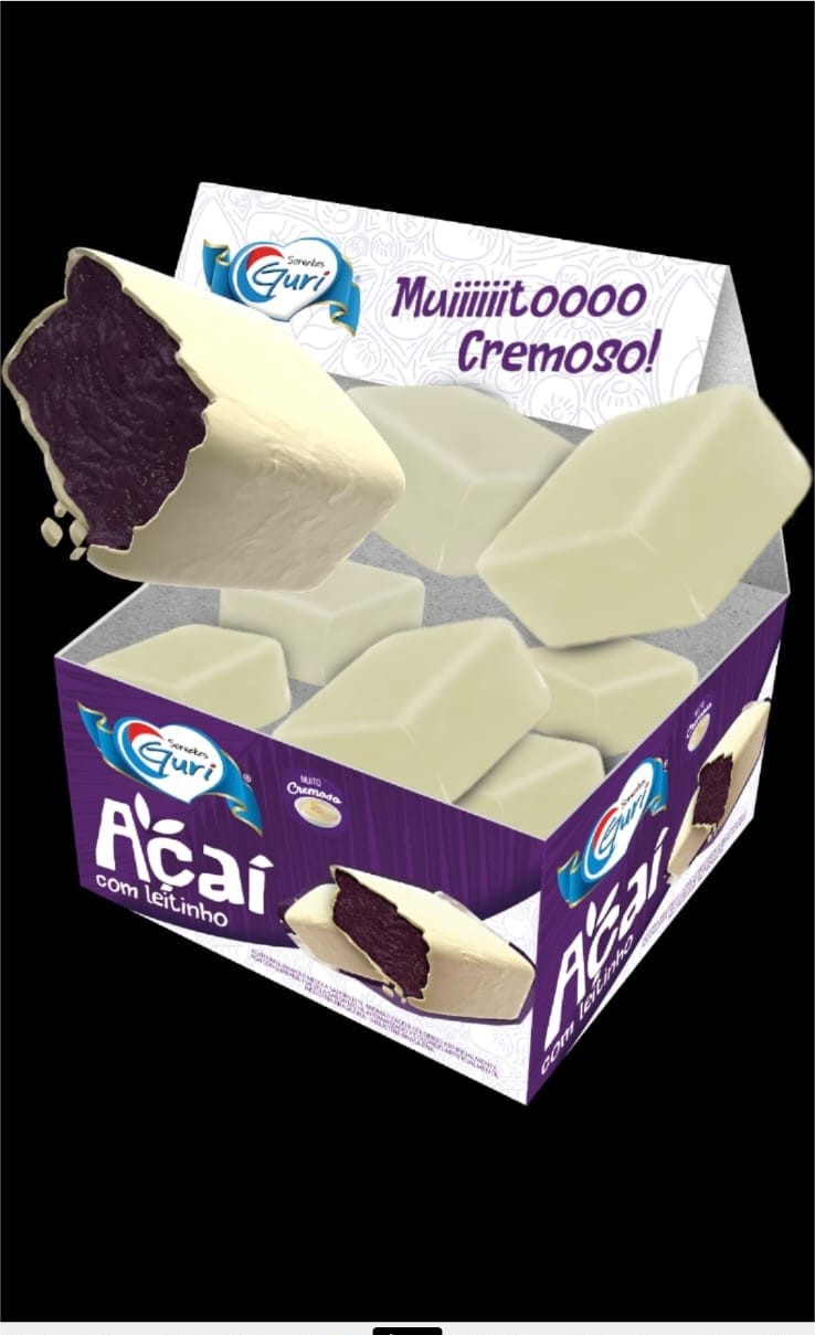 Picolé de açaí com leitinho da Sorvetes Guri